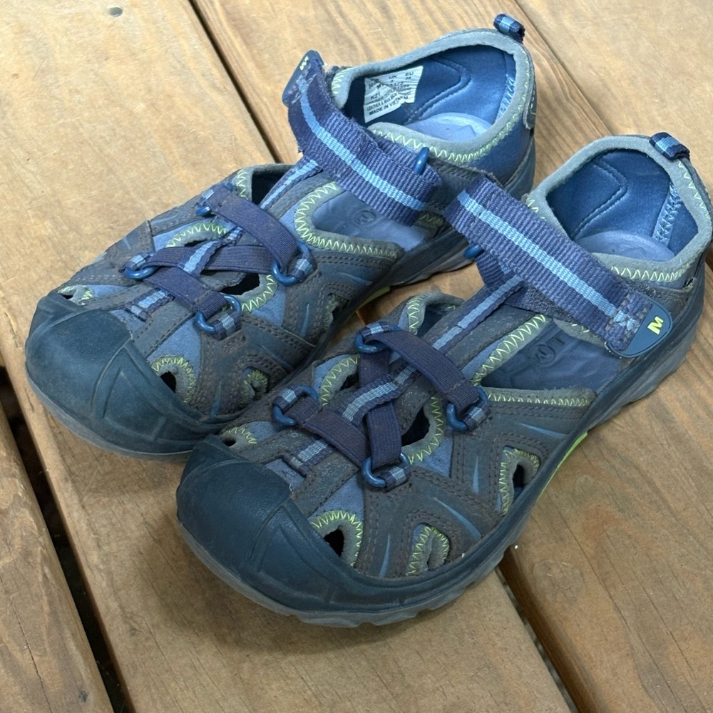 Merrell Hydro Hiker Sandals Youth Boy's 4.0M Blue Green Water Shoes MY53375